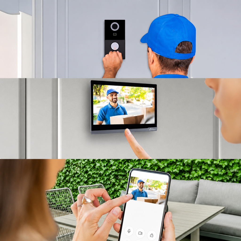 Esempio di utilizzo del videocitofono con monitor e smartphone